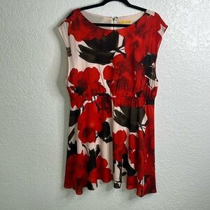 Alice and Olivia Saffron Floral Print Silk Blend Dress L/XL